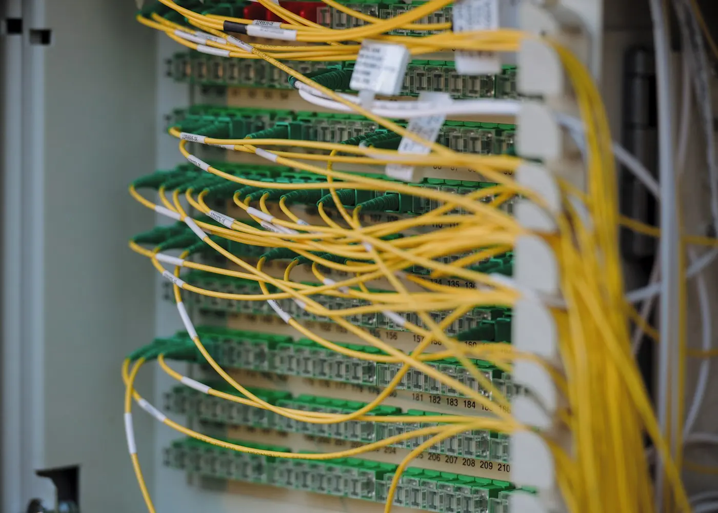 Server rack with neatly connected cables