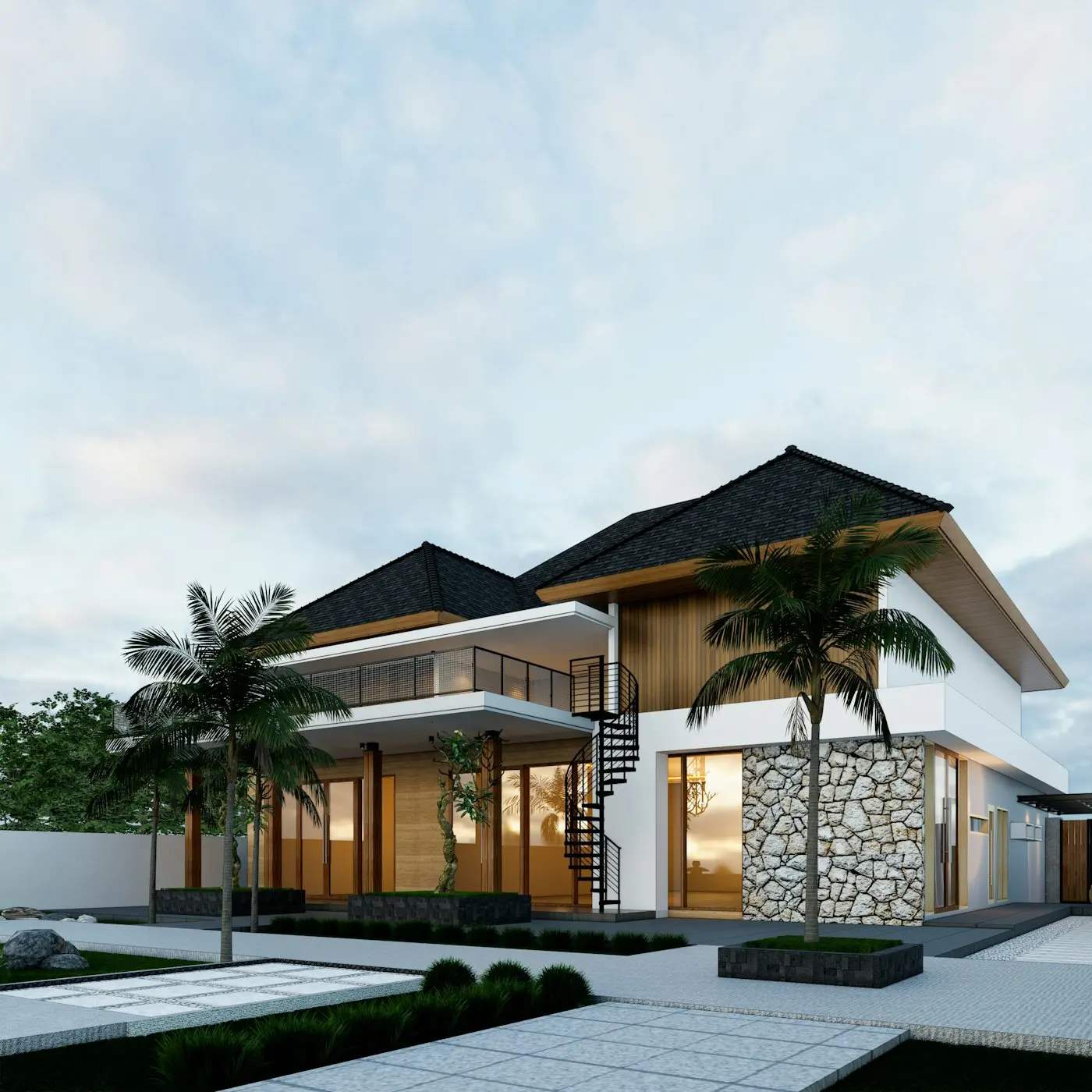 House with palm trees