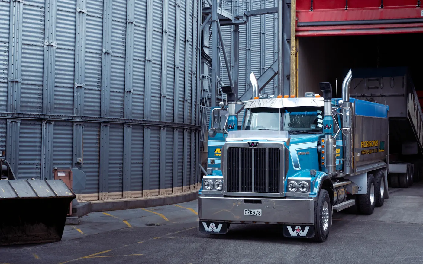 Prime mover truck parked at a depot
