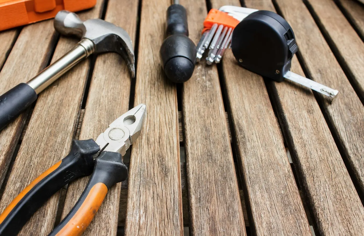 Tools on a wooden bench